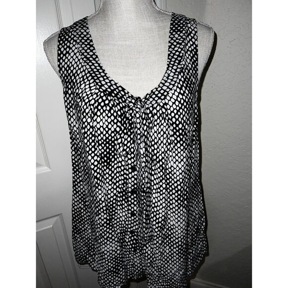 SPENSE Black & White Polka Dot Sleeveless Blouse W/Front Bow Detail XL - Picture 1 of 9